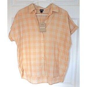 Patagonia Lightweight A/C Shirt Small Wispy Orange Plaid Women's Size S NEW